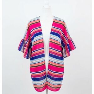 NEW UMGEE ruffle sleeve bright striped kimono in multi